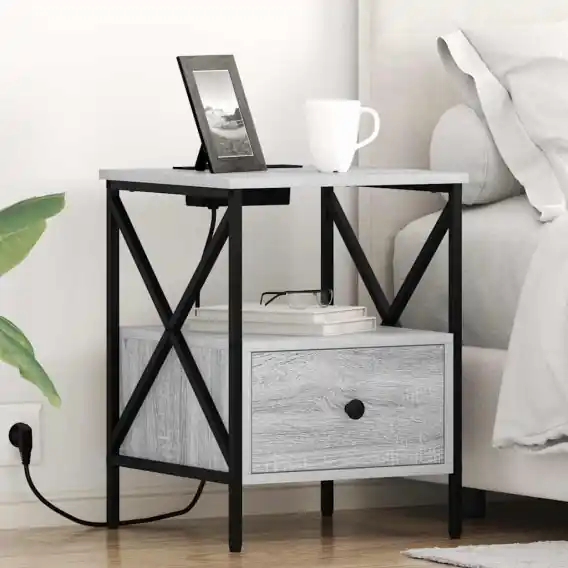Szafka Nocna z szufladą Szary dąb sonoma 41.5 x 40.5 x 55 cm Lumarko! - Hurtownia wielobranżowa Lumarko Wyjątkowa oferta